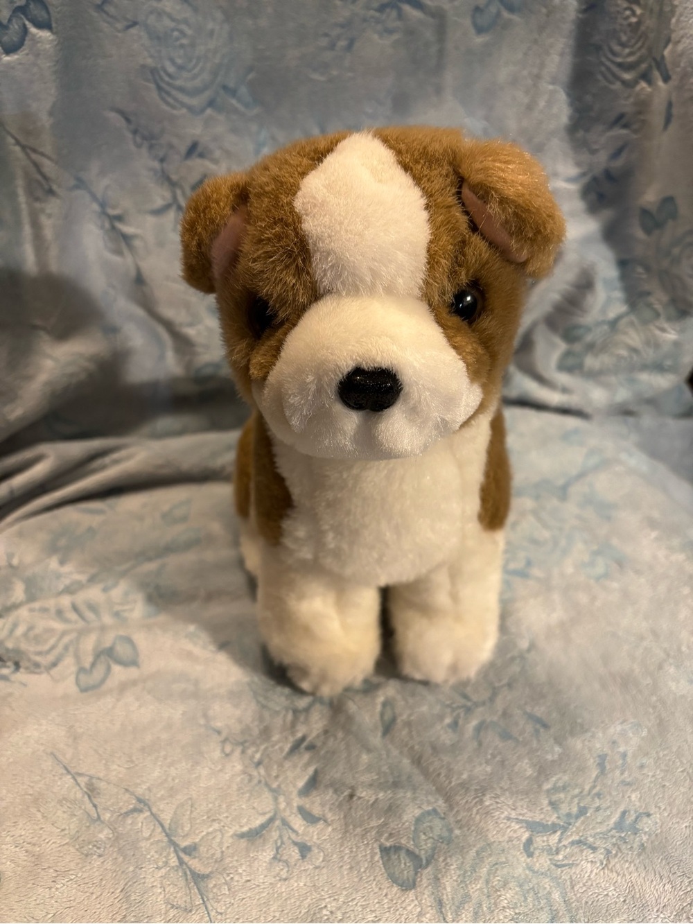 Brown and White Plush Puppy Toy